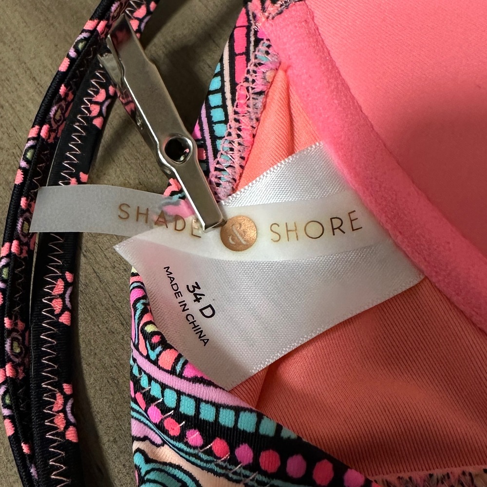 NWOT Shade & Shore ✨34D/M Push Up Bikini Top RN#64664 Womens Pink Paisley - Picture 3 of 5